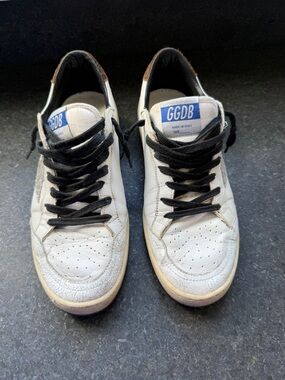 Golden Goose White Leather Low-Top Sneakers with Black Laces